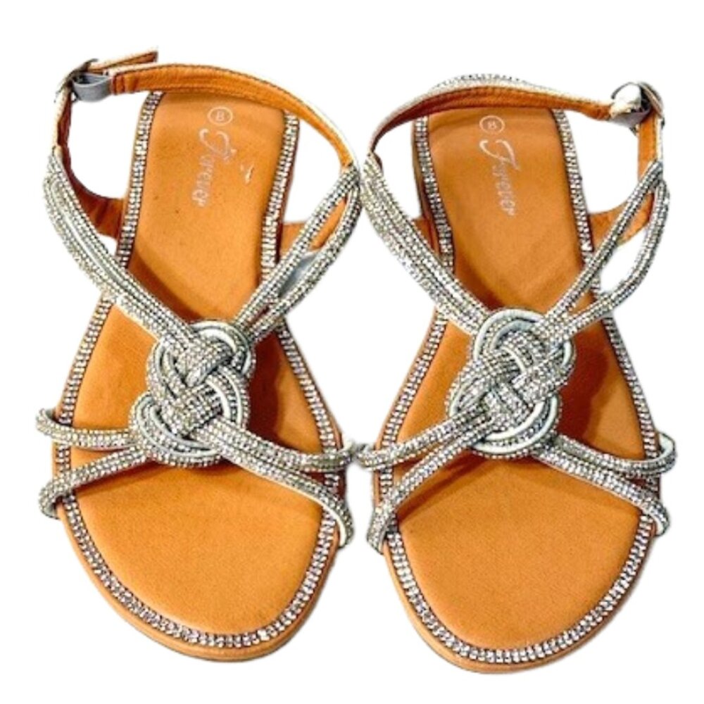 Forever silver rhinestone blingy sparkly dressy sandals.